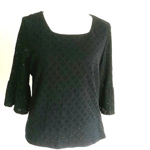 Leo & Nicole Eyelet Bell Sleeve Blouse